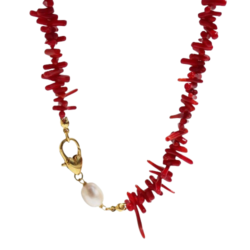 Irregular Coral Pearl Necklace