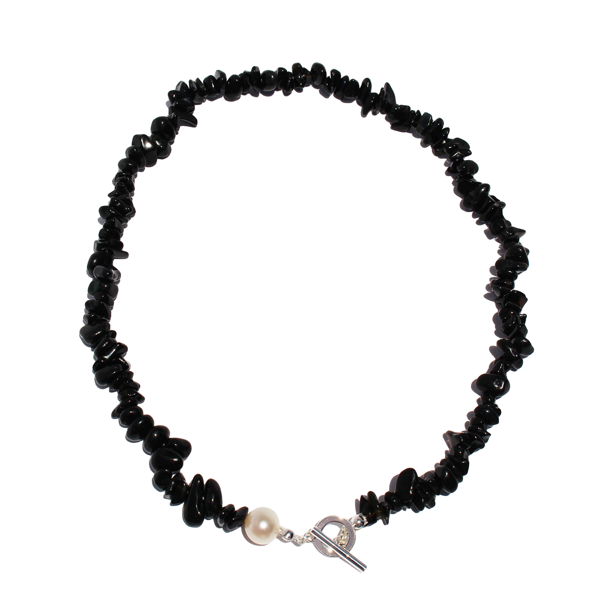Obsidian&Pearl T-Bar Necklace