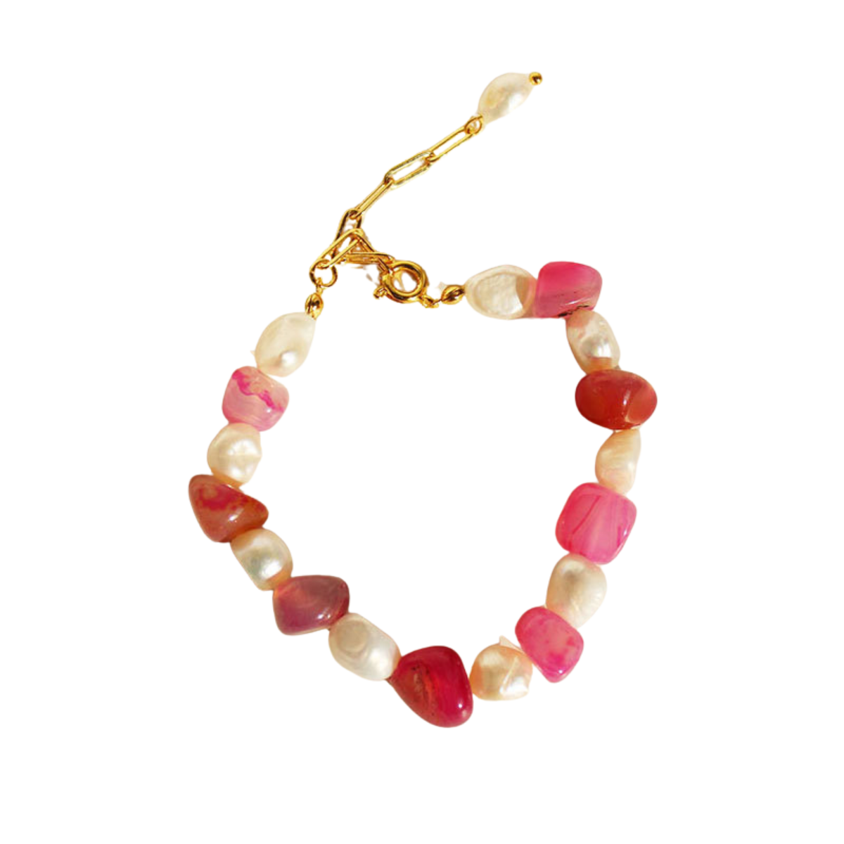 Pink Onyx Pearl Beaded Bracelet