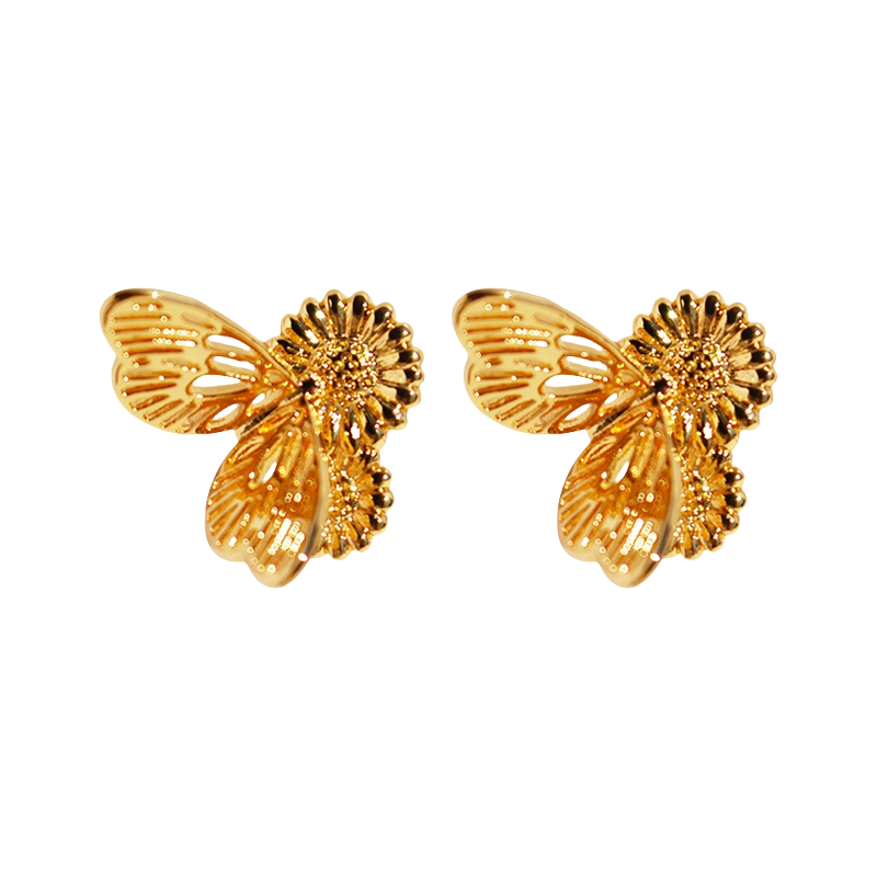 Cubic Butterfly Daisy Earrings