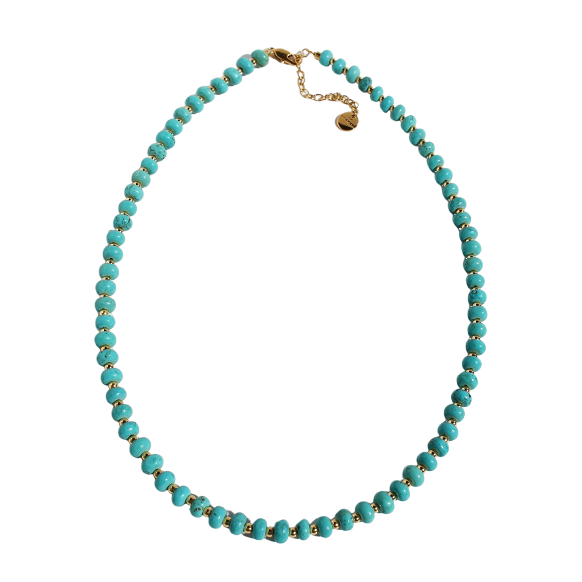Turquoise Frisbee Beaded Necklace
